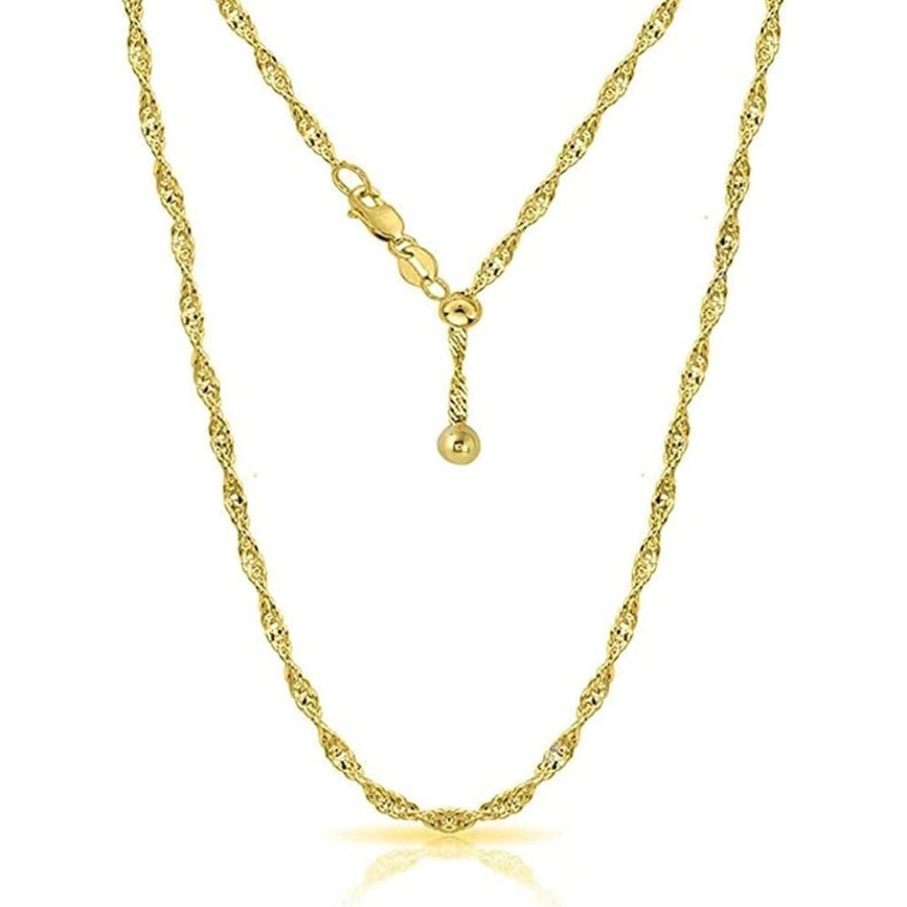 925 Sterling Silver Italian Solid 1.5MM Singapore Twist Adjustable Bolo 14-24 In